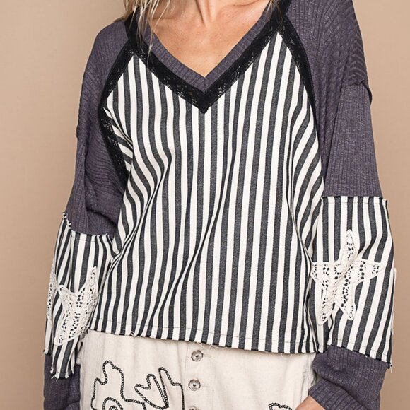 POL Black and Cream Oversized Raglan Sweatshirt I bought 2 only reason to sell - Picture 3 of 4